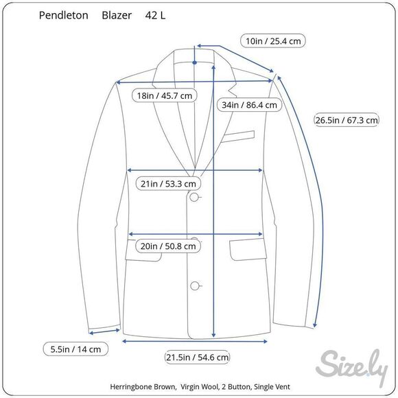 Pendleton Herringbone Brown Virgin Wool Blazer‎ Jacket Men’s 42 L - Picture 11 of 11
